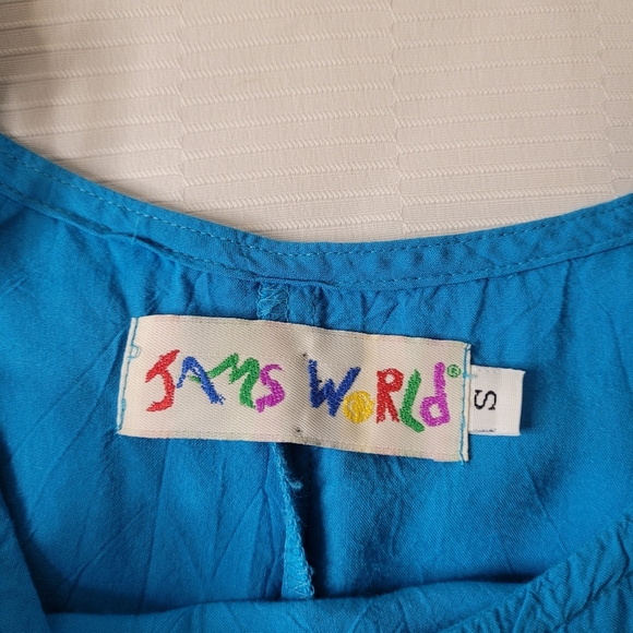 Vintage Jams World Water Daisy Turquoise Floral Boho Lagenlook Hawaiian Mini - Picture 2 of 12